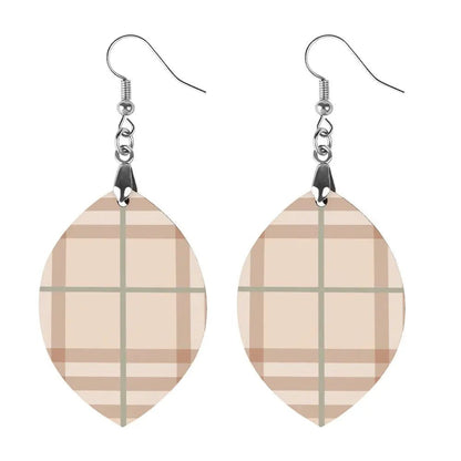 Tartan Wooden Apricot Earring - Piryoung Shop