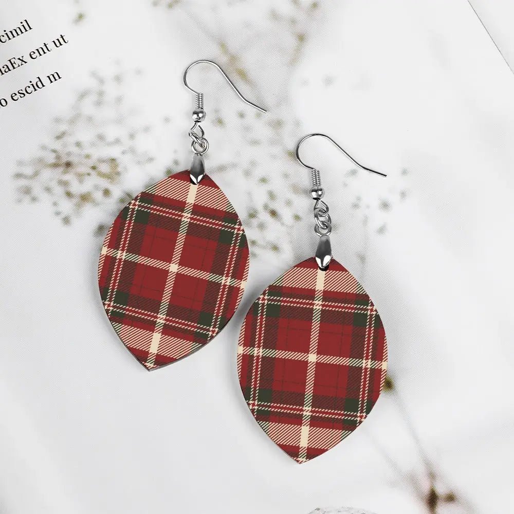 Tartan Wooden Apricot Earring - Piryoung Shop