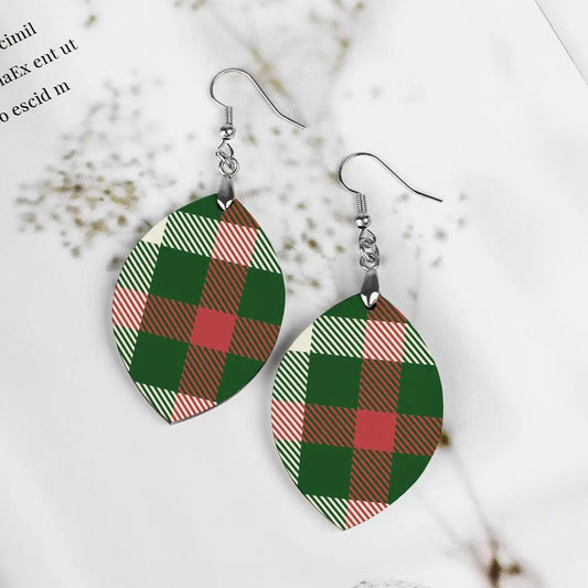 Tartan Wooden Apricot Earring - Piryoung Shop