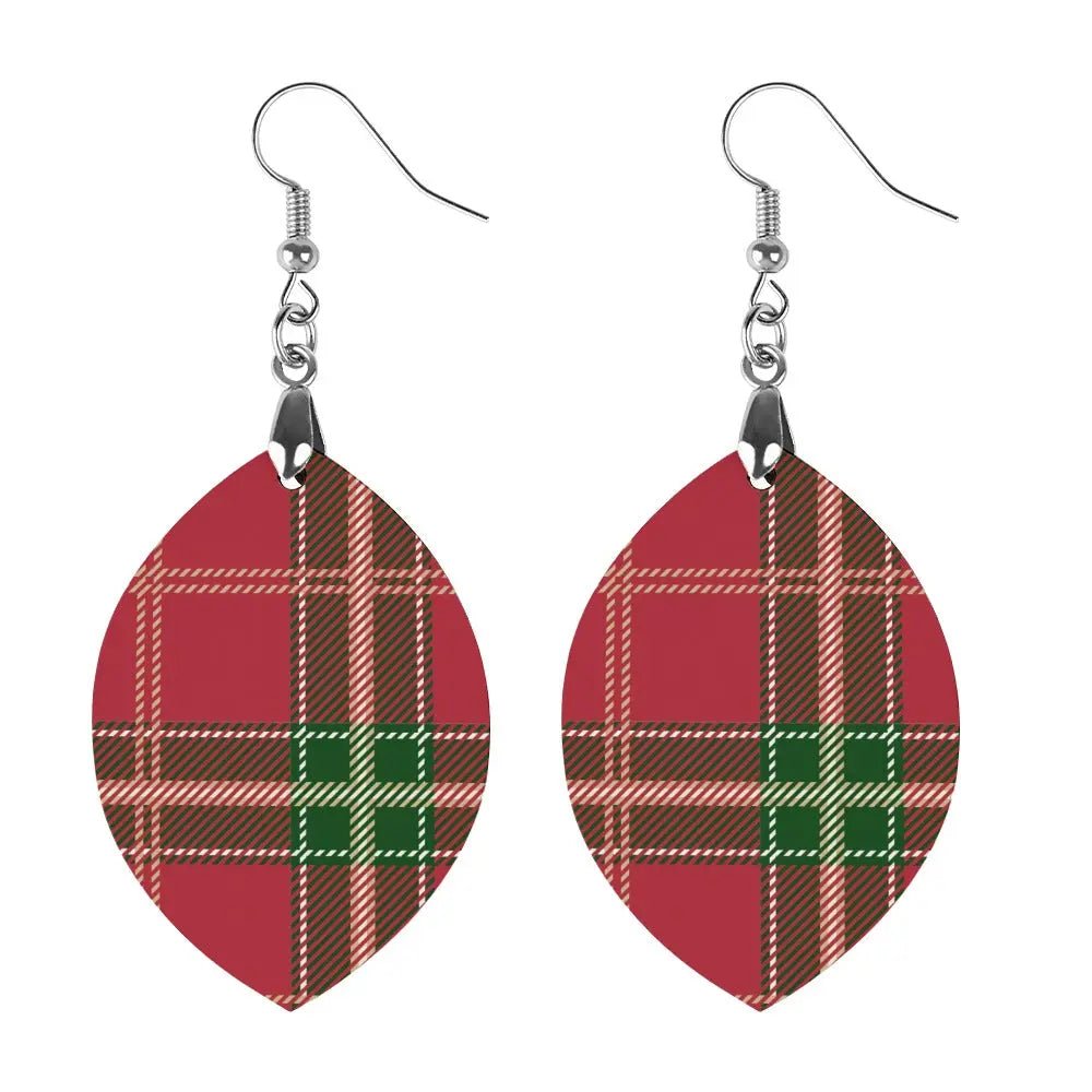 Tartan Wooden Apricot Earring - Piryoung Shop