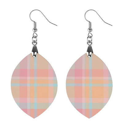 Tartan Wooden Apricot Earring - Piryoung Shop