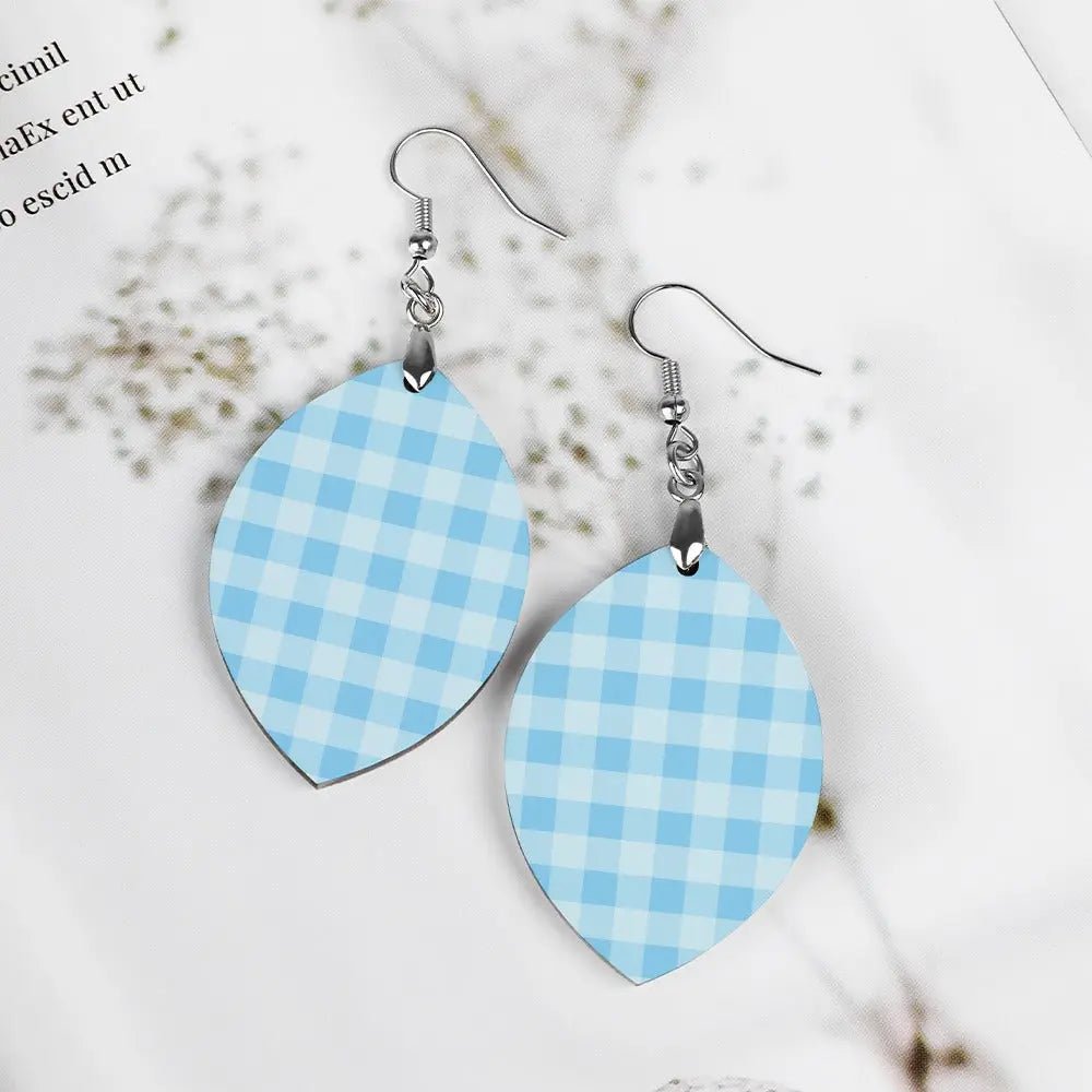 Tartan Wooden Apricot Earring - Piryoung Shop