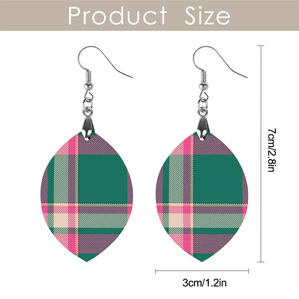 Tartan Wooden Apricot Earring - Piryoung Shop