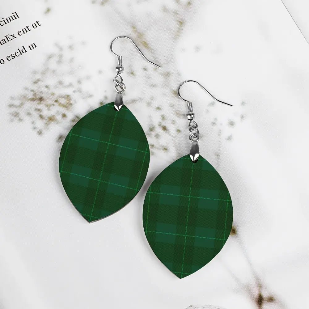 Tartan Wooden Apricot Earring - Piryoung Shop