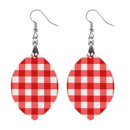 Tartan Wooden Apricot Earring - Piryoung Shop