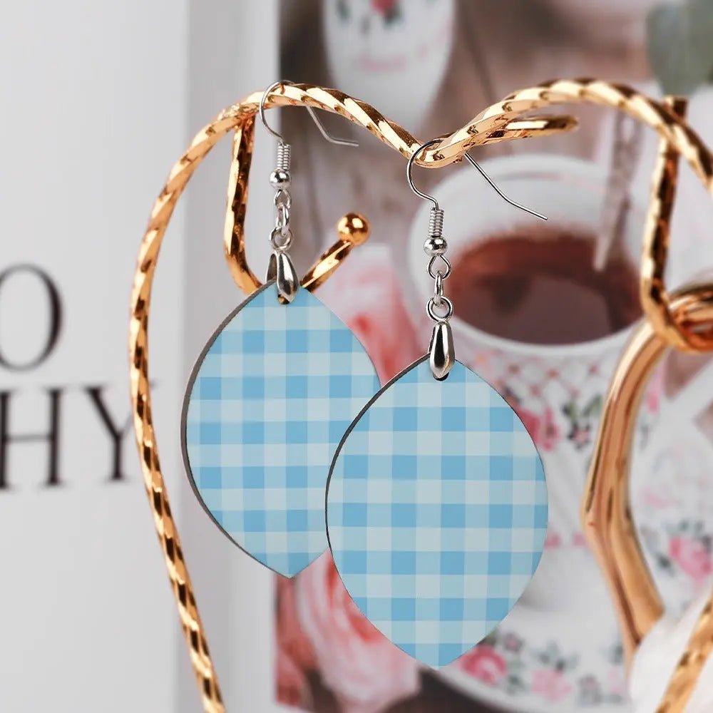 Tartan Wooden Apricot Earring - Piryoung Shop