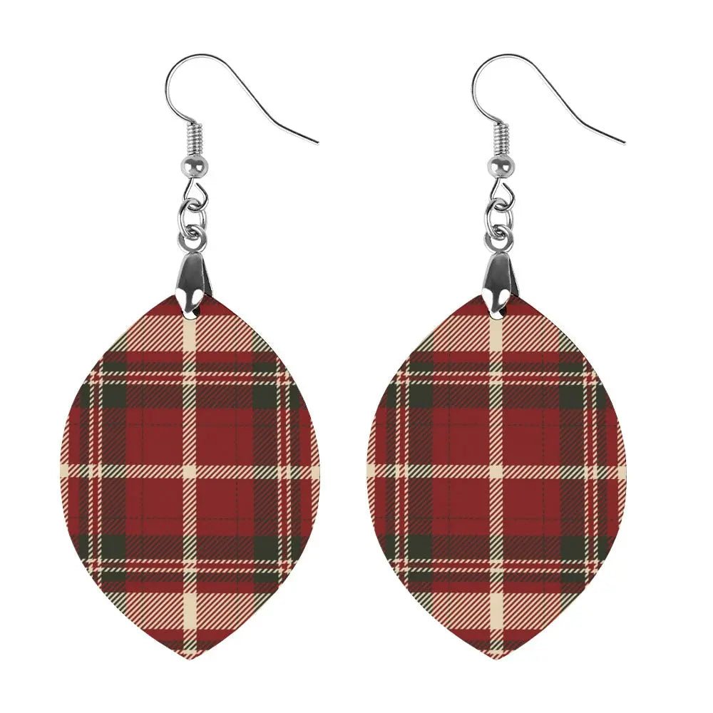 Tartan Wooden Apricot Earring - Piryoung Shop