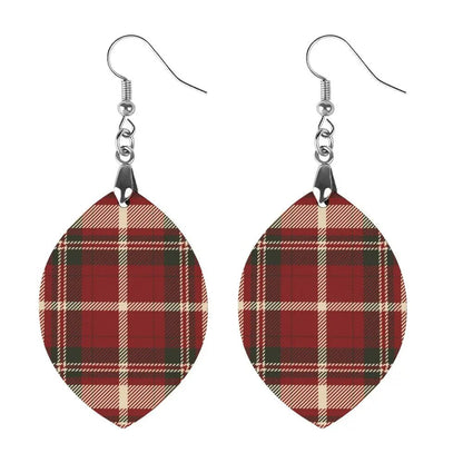 Tartan Wooden Apricot Earring - Piryoung Shop