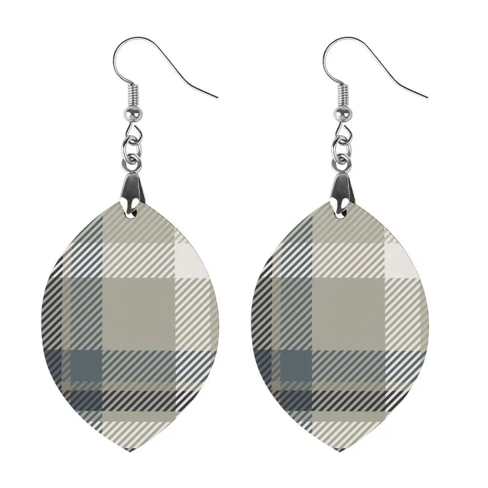 Tartan Wooden Apricot Earring - Piryoung Shop