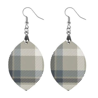 Tartan Wooden Apricot Earring - Piryoung Shop