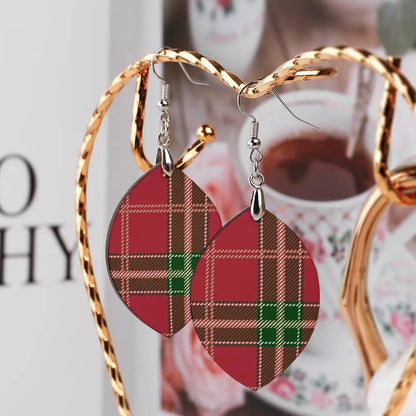 Tartan Wooden Apricot Earring - Piryoung Shop