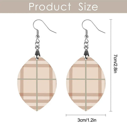 Tartan Wooden Apricot Earring - Piryoung Shop
