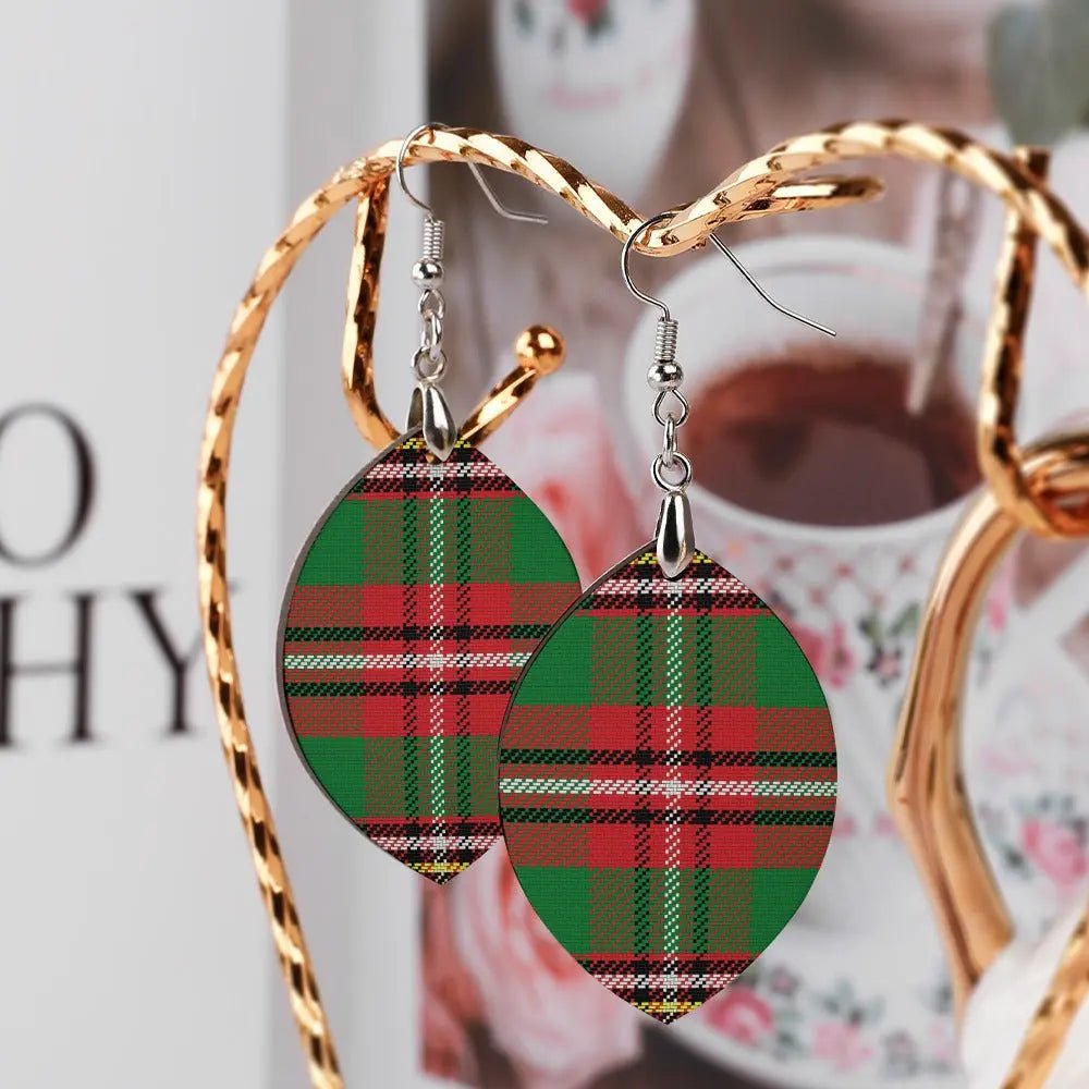 Tartan Wooden Apricot Earring - Piryoung Shop