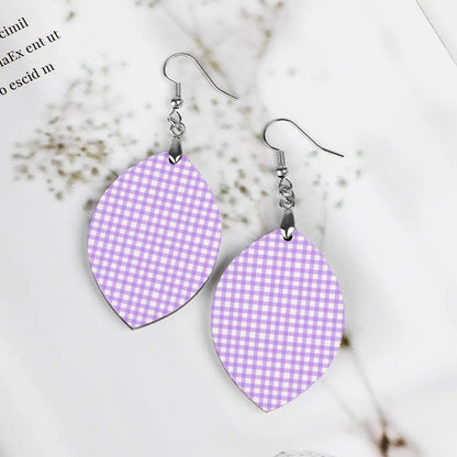 Tartan Wooden Apricot Earring - Piryoung Shop
