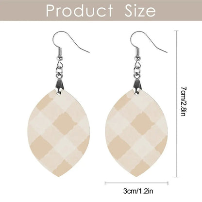 Tartan Wooden Apricot Earring - Piryoung Shop