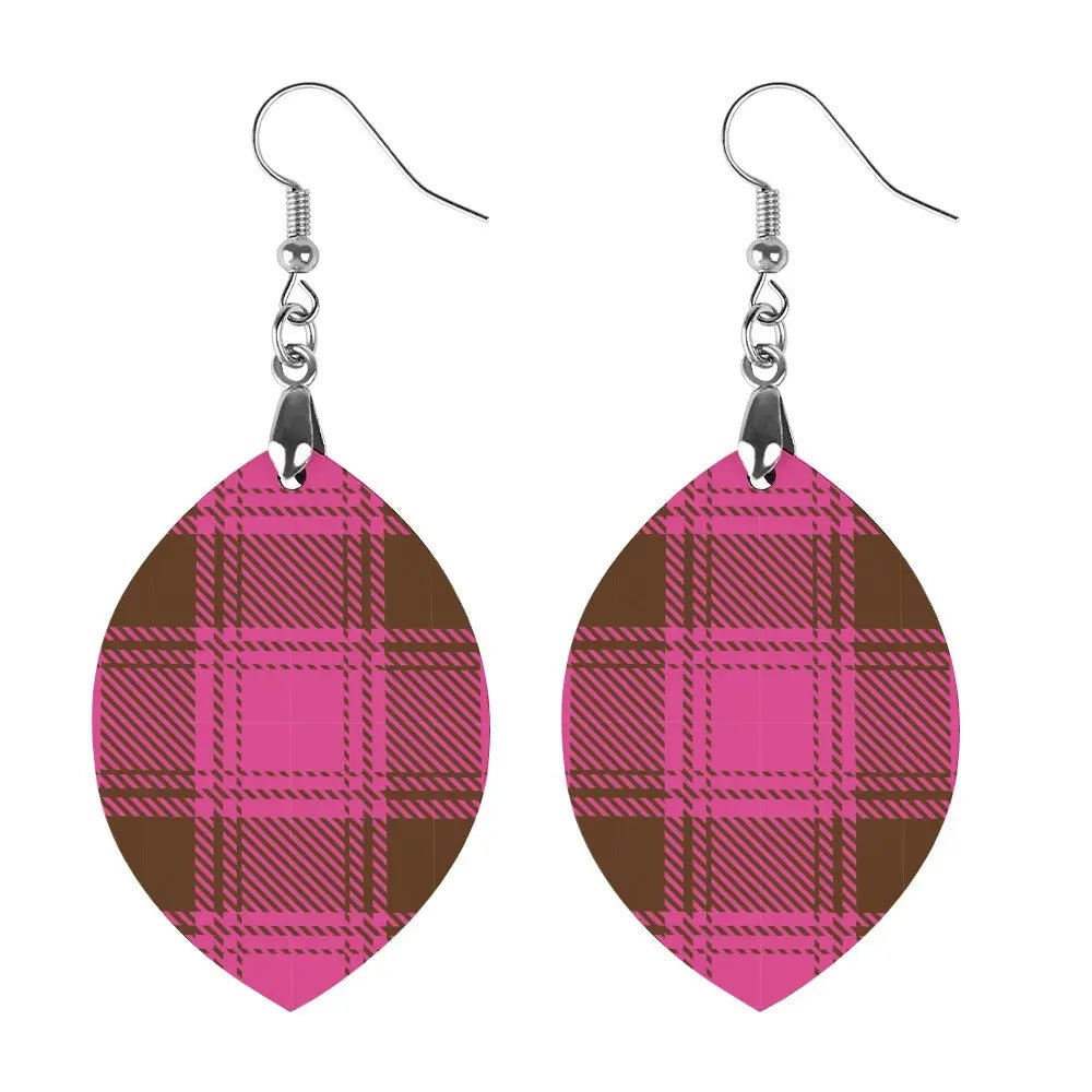 Tartan Wooden Apricot Earring - Piryoung Shop