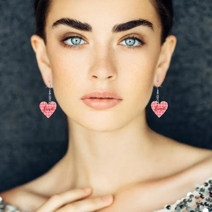 Tartan Wooden Heart Love Earring - Piryoung Shop