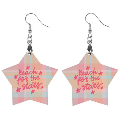 Tartan Wooden Star Earring - Piryoung Shop