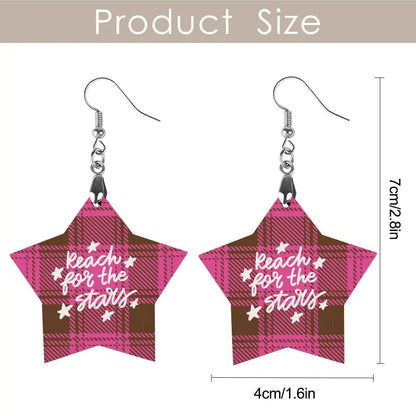 Tartan Wooden Star Earring - Piryoung Shop
