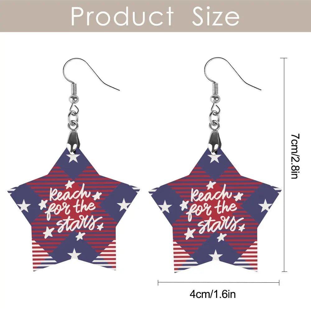 Tartan Wooden Star Earring - Piryoung Shop
