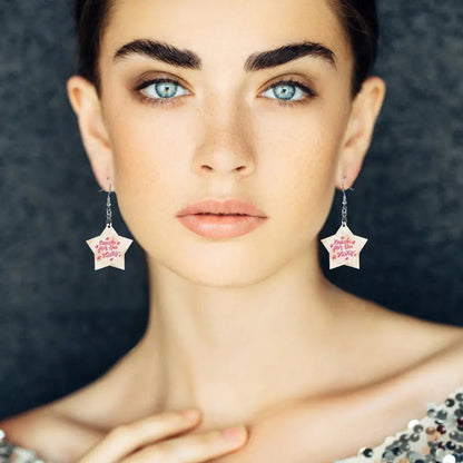 Tartan Wooden Star Earring - Piryoung Shop
