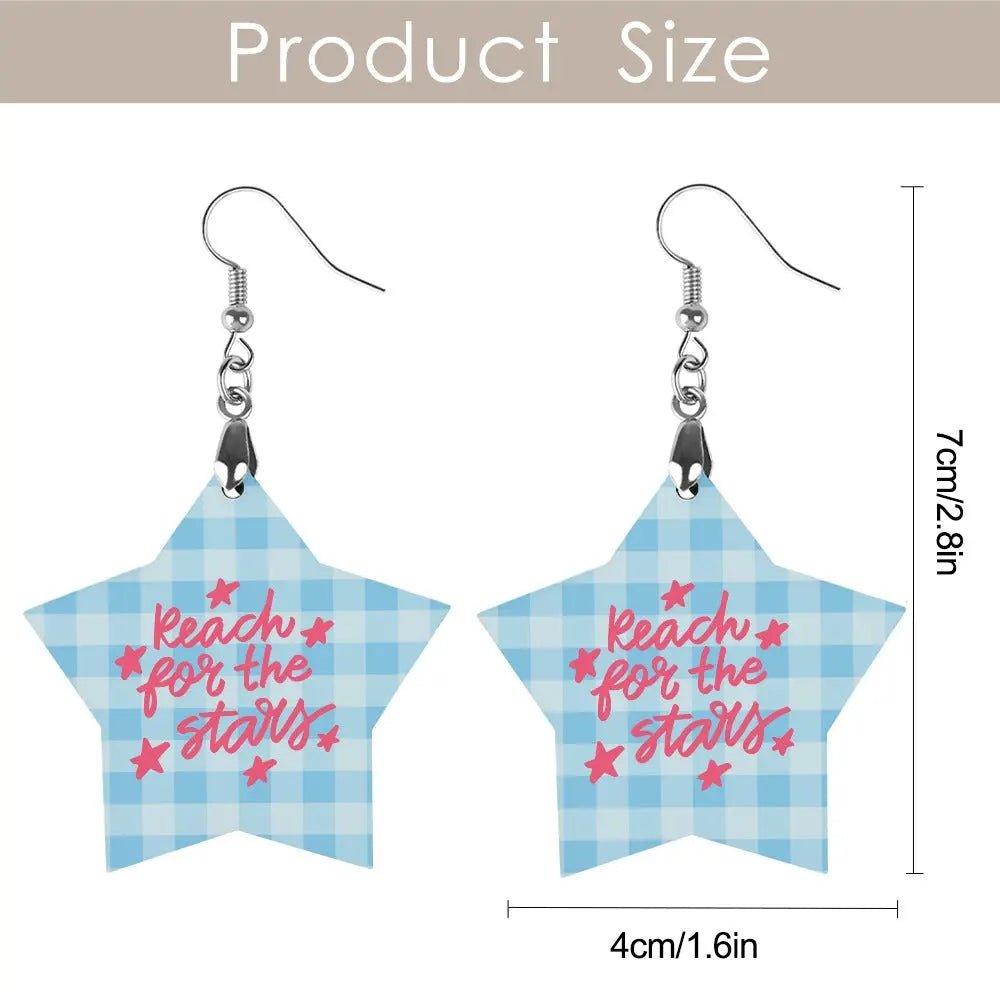 Tartan Wooden Star Earring - Piryoung Shop