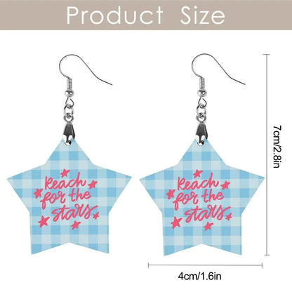 Tartan Wooden Star Earring - Piryoung Shop