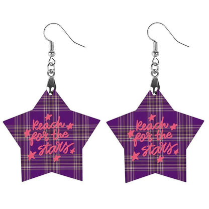 Tartan Wooden Star Earring - Piryoung Shop