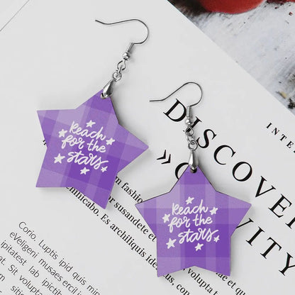 Tartan Wooden Star Earring - Piryoung Shop