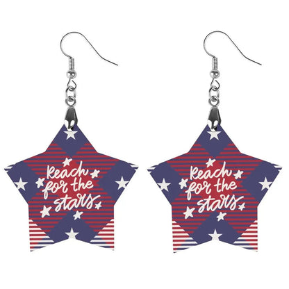 Tartan Wooden Star Earring - Piryoung Shop