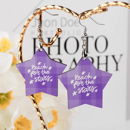Tartan Wooden Star Earring - Piryoung Shop