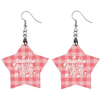 Tartan Wooden Star Earring - Piryoung Shop