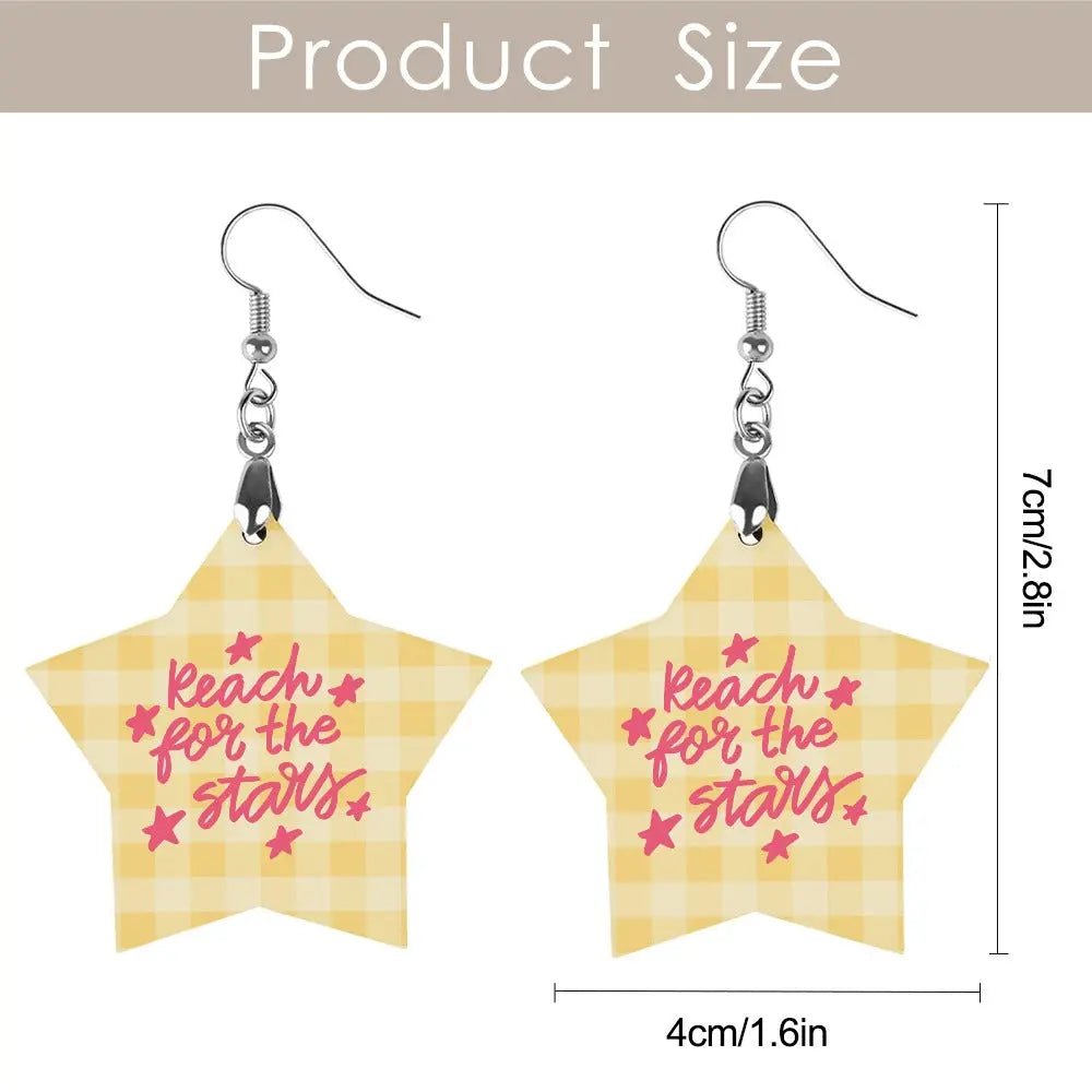 Tartan Wooden Star Earring - Piryoung Shop