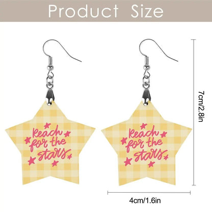 Tartan Wooden Star Earring - Piryoung Shop