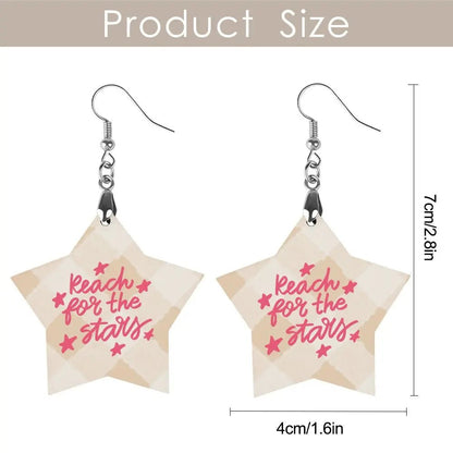 Tartan Wooden Star Earring - Piryoung Shop