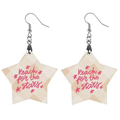 Tartan Wooden Star Earring - Piryoung Shop