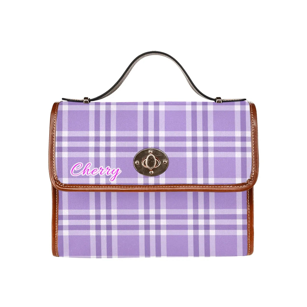 Waterproof personalized bag Canvas Shoulder Strap Bag Light Purple - Piryoung Shop