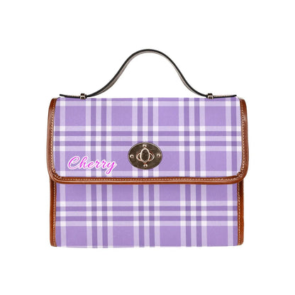 Waterproof personalized bag Canvas Shoulder Strap Bag Light Purple - Piryoung Shop