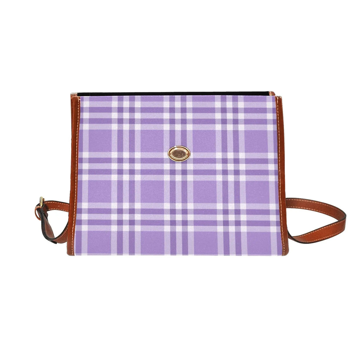 Waterproof personalized bag Canvas Shoulder Strap Bag Light Purple - Piryoung Shop