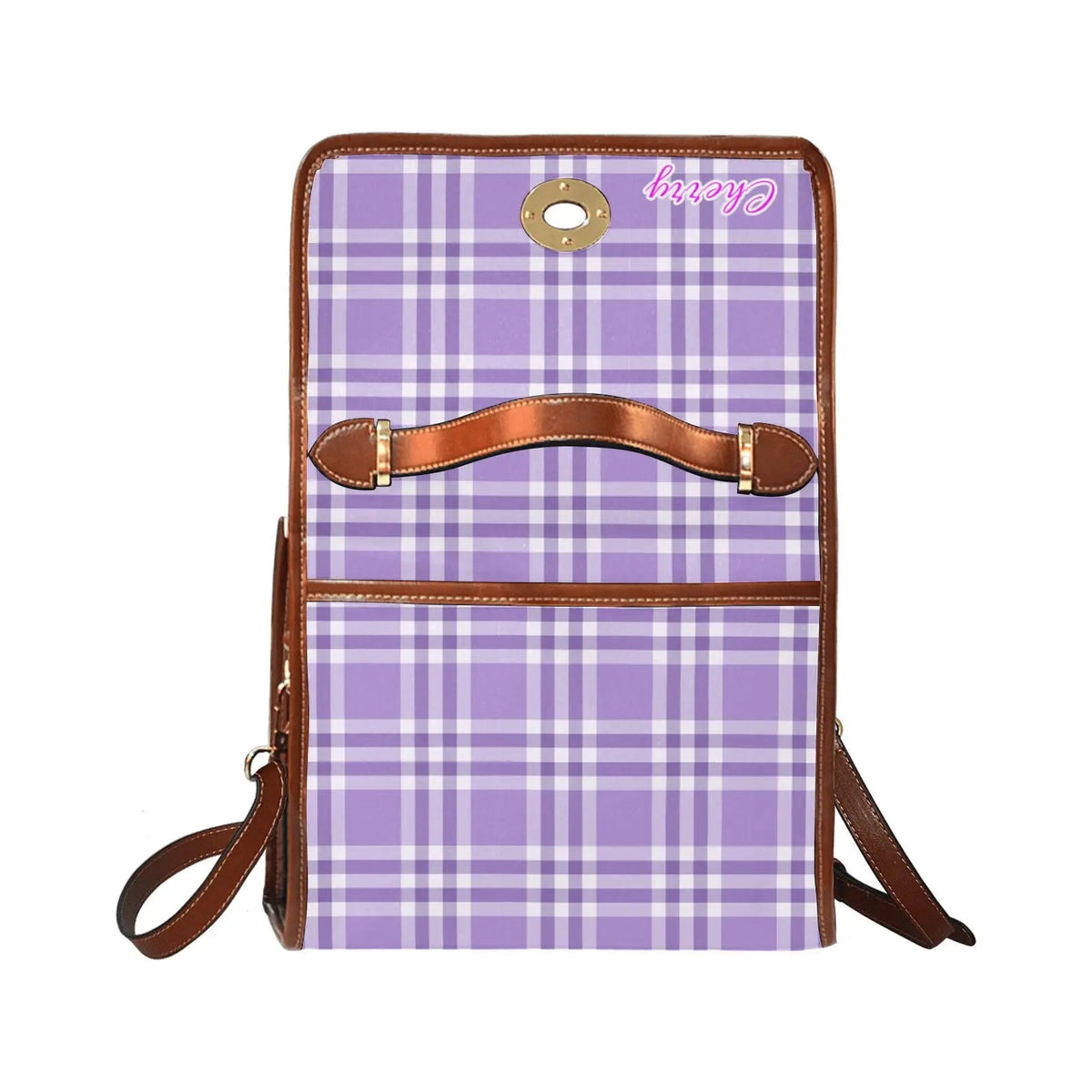 Waterproof personalized bag Canvas Shoulder Strap Bag Light Purple - Piryoung Shop