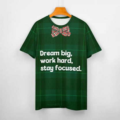 Women's Cotton Tartan T-Shirt - Dream BIG - Piryoung Shop
